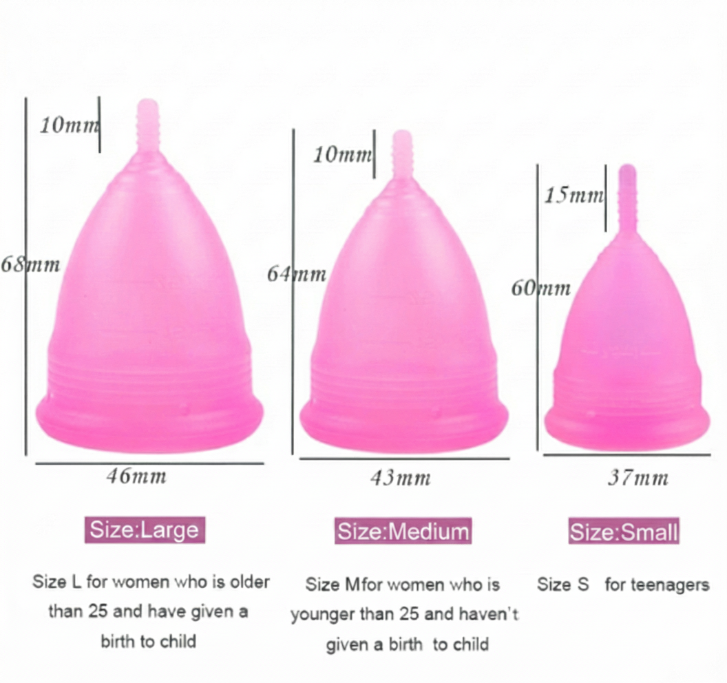 High Quality Medical Grade Silicon Menstrual Cup for women who like is smart in Shape, We have 3 sizes Small, Medium, Large