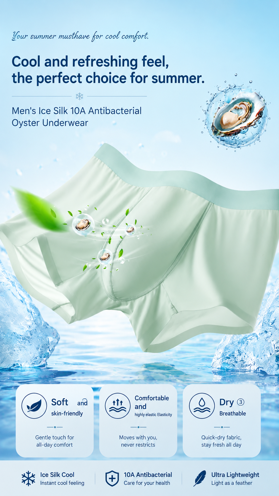 Hygein Ice Silk Men’s Underwear Invisible Feel & AllDay Comfort