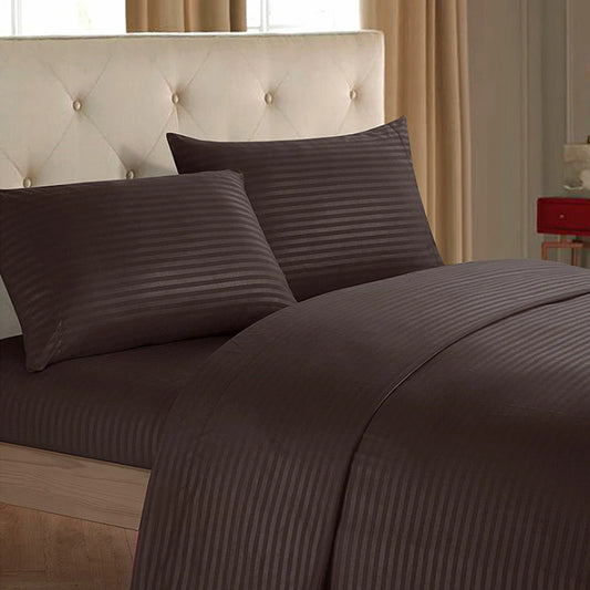 Hygein Brand Special Coffee Sateen Stripe Bed Sheet – Luxurious Comfort & Elegance