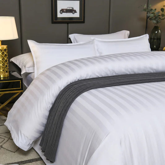 Hygein Brand Special White Sateen Stripe Bed Sheet – Luxurious Comfort & Elegance