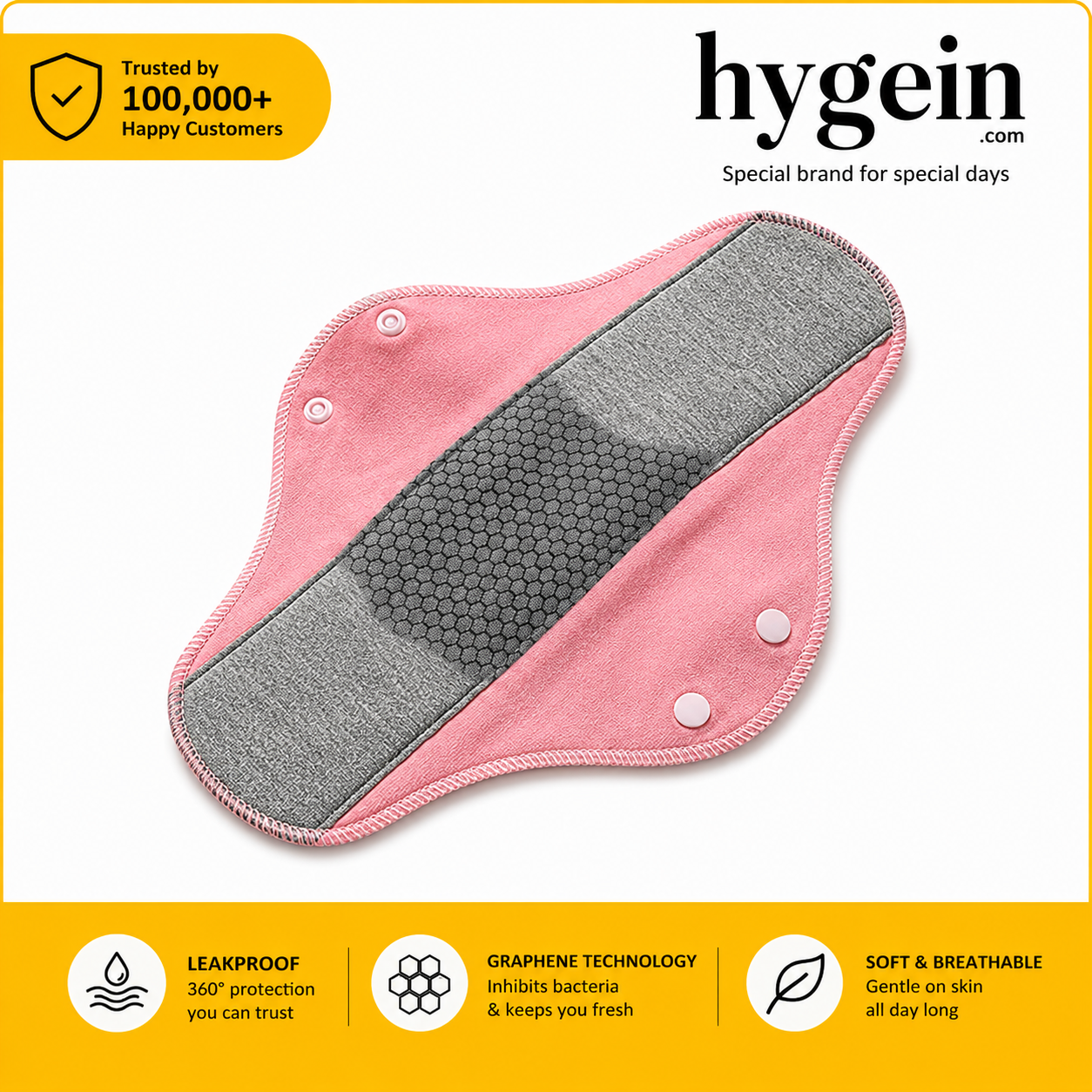 Imported Washable Period Pads with Honeycomb Technology. Leak Proof