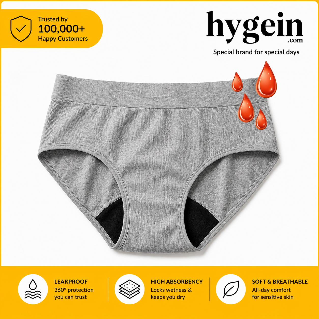 Flow Free, Secure fit, comfortable and protected Leak Proof Panty