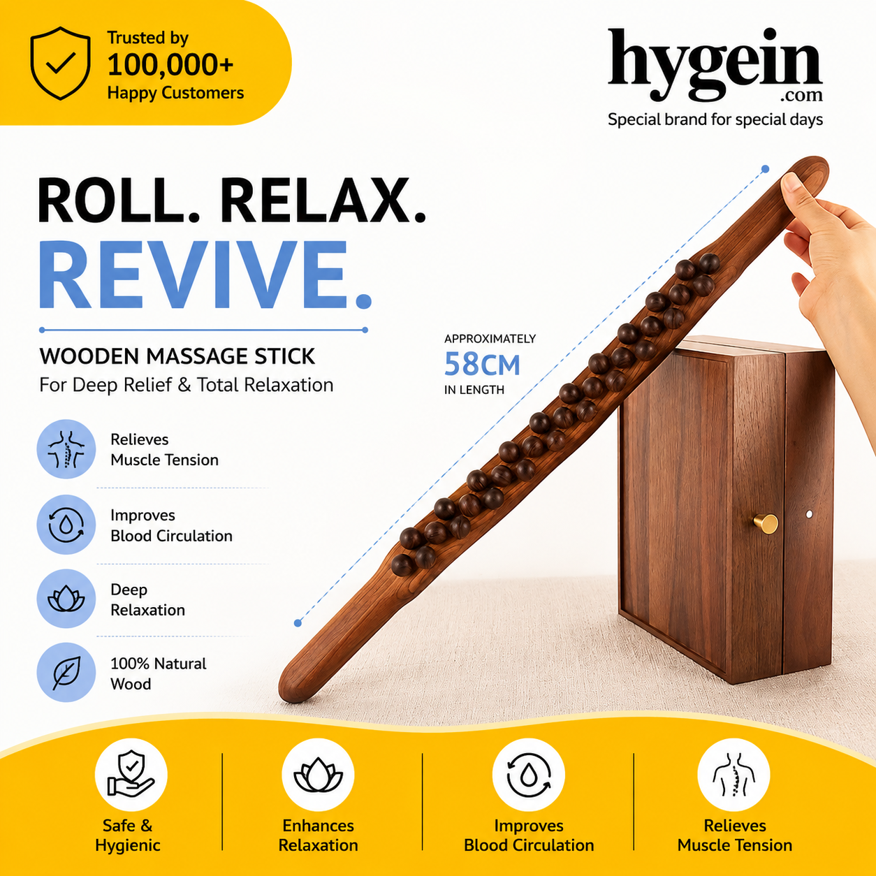 Ball Shaped Rolling Massager Stick Plastic