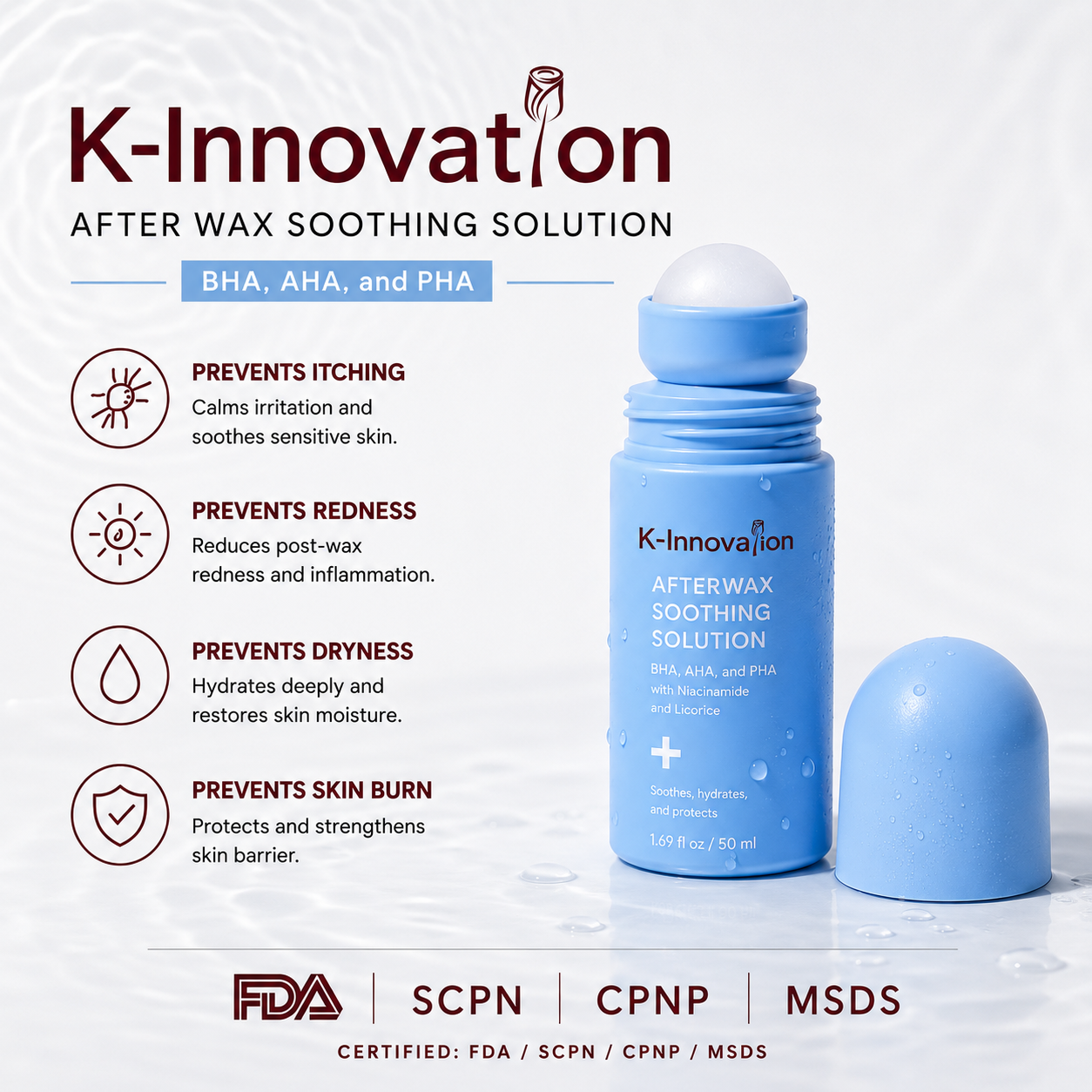 K-Innovation After Wax & After Shave Roll-On Stick – Soothing Care for Irritated Skin