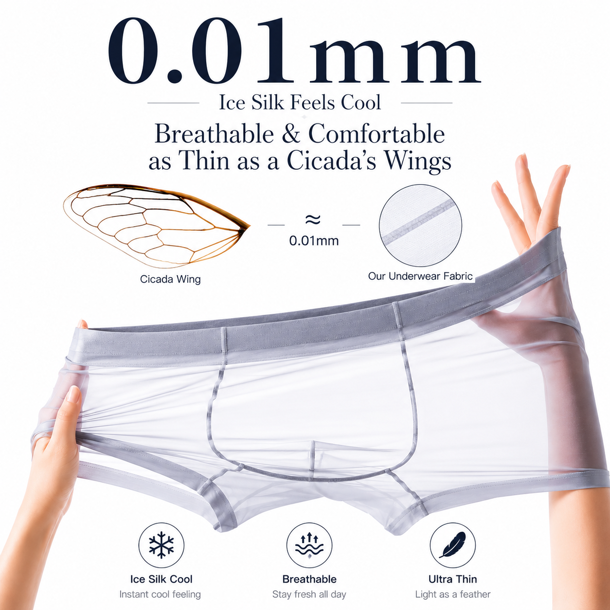 Hygein Ice Silk Men’s Underwear  Invisible Feel & AllDay Comfort