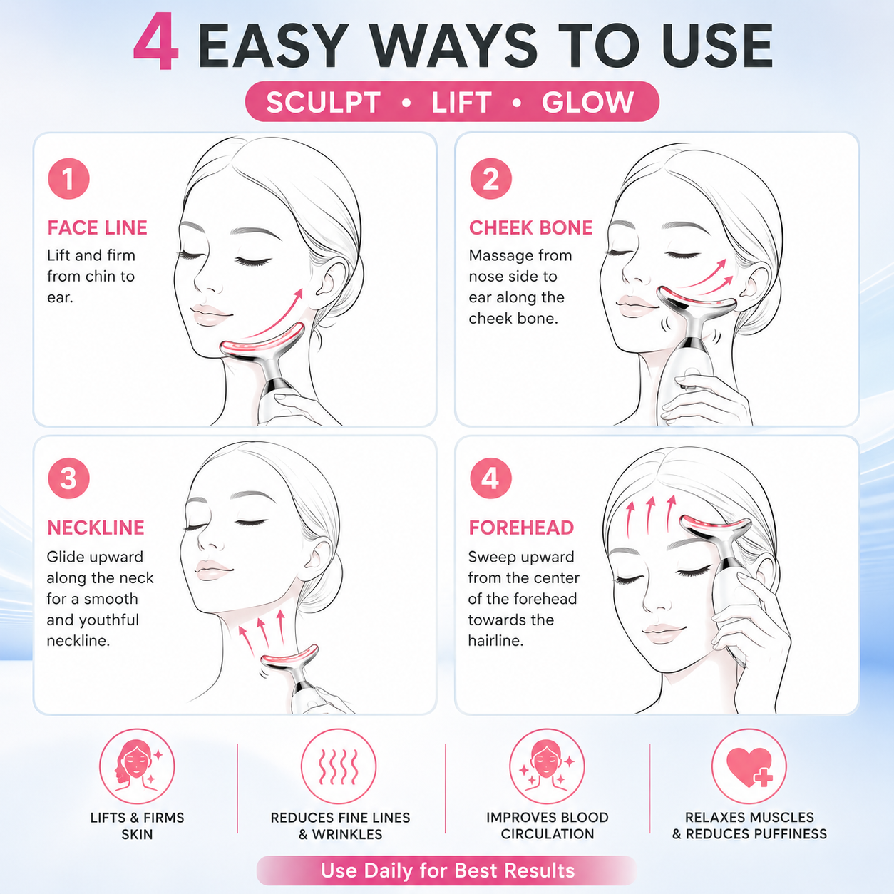 A 7-color LED Face and Neck Massage Device, a Multifunctional Color Light Vibration Massager Beauty Device, USB Rechargeable Large-capacity Battery, Suitable for Women to Take Out