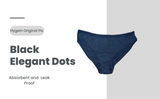 4 Layers Absorbent Period Panty, Black fabric with white dots