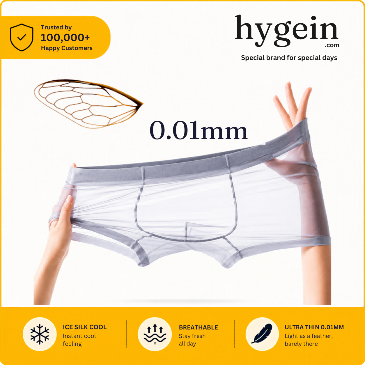 Hygein Ice Silk Men’s Underwear  Invisible Feel & AllDay Comfort