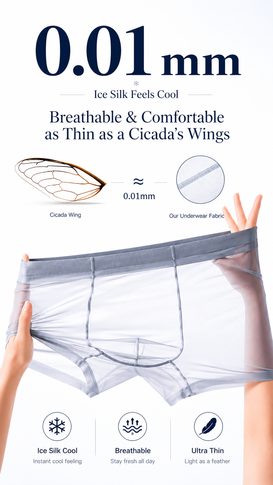 Hygein Ice Silk Men’s Underwear  Invisible Feel & AllDay Comfort