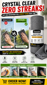 50 washes Microfiber Ultra Absorbent, Washable Cleaning Towel Roll of 20 Sheets. Easily Detachable (Great to use for Kitchen, Mirrors, Car, Gym, Sports)